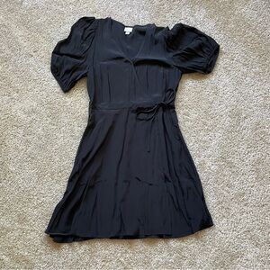 Black Puff Sleeve Mini Dress